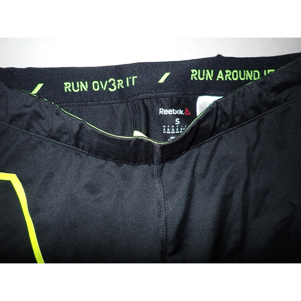 Reebok‎ Capri Tights speedwick Black Neon running Run Over it Women S  Athletic - Picture 4 of 6